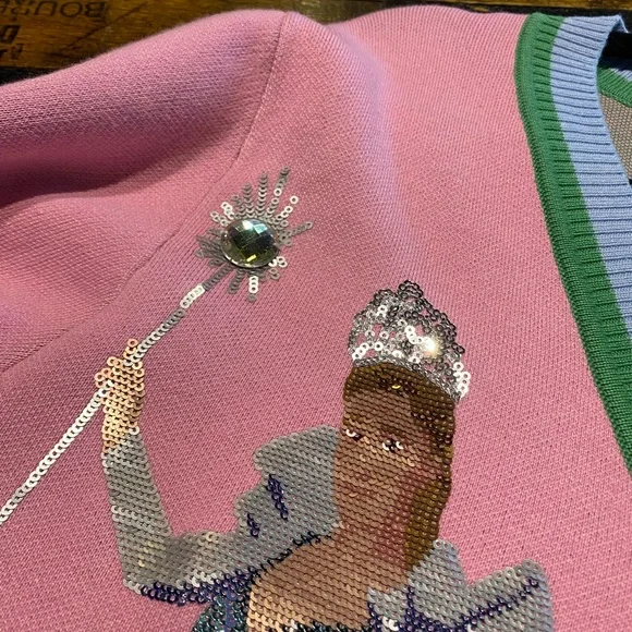 QUEEN OF SPARKLES Pink and Green Sequin Cardigan - Picture 5 of 7